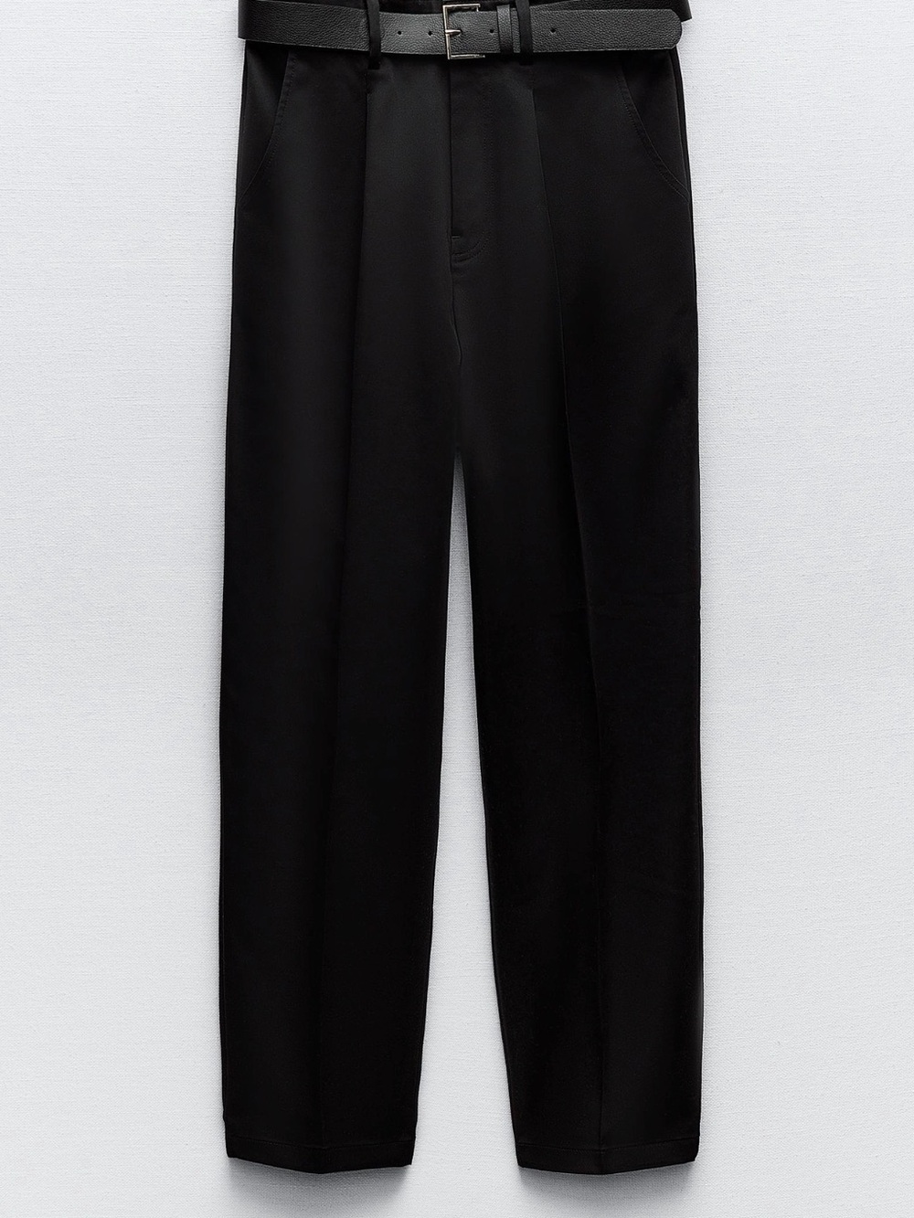 Zara Black High-Waist Tailored Pants with Belt